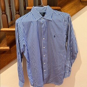 Polo by Ralph Lauren Navy and White Striped Dress Shirt